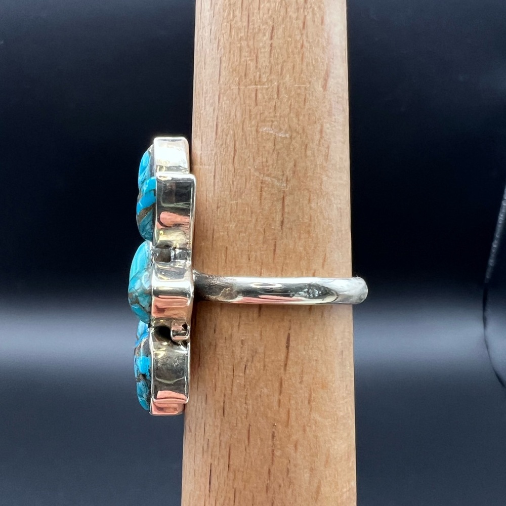 Sterling Silver Mojave Turquoise Flower Cluster Ring - Picture 2 of 5